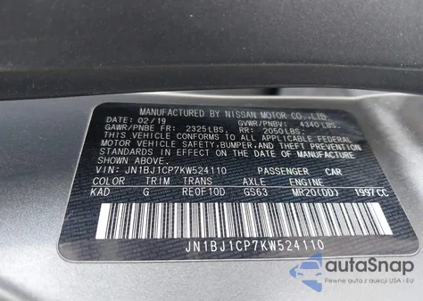 2019 Nissan Rogue Sport Sv from USA, damaged, VIN JN1BJ1CP7KW524110